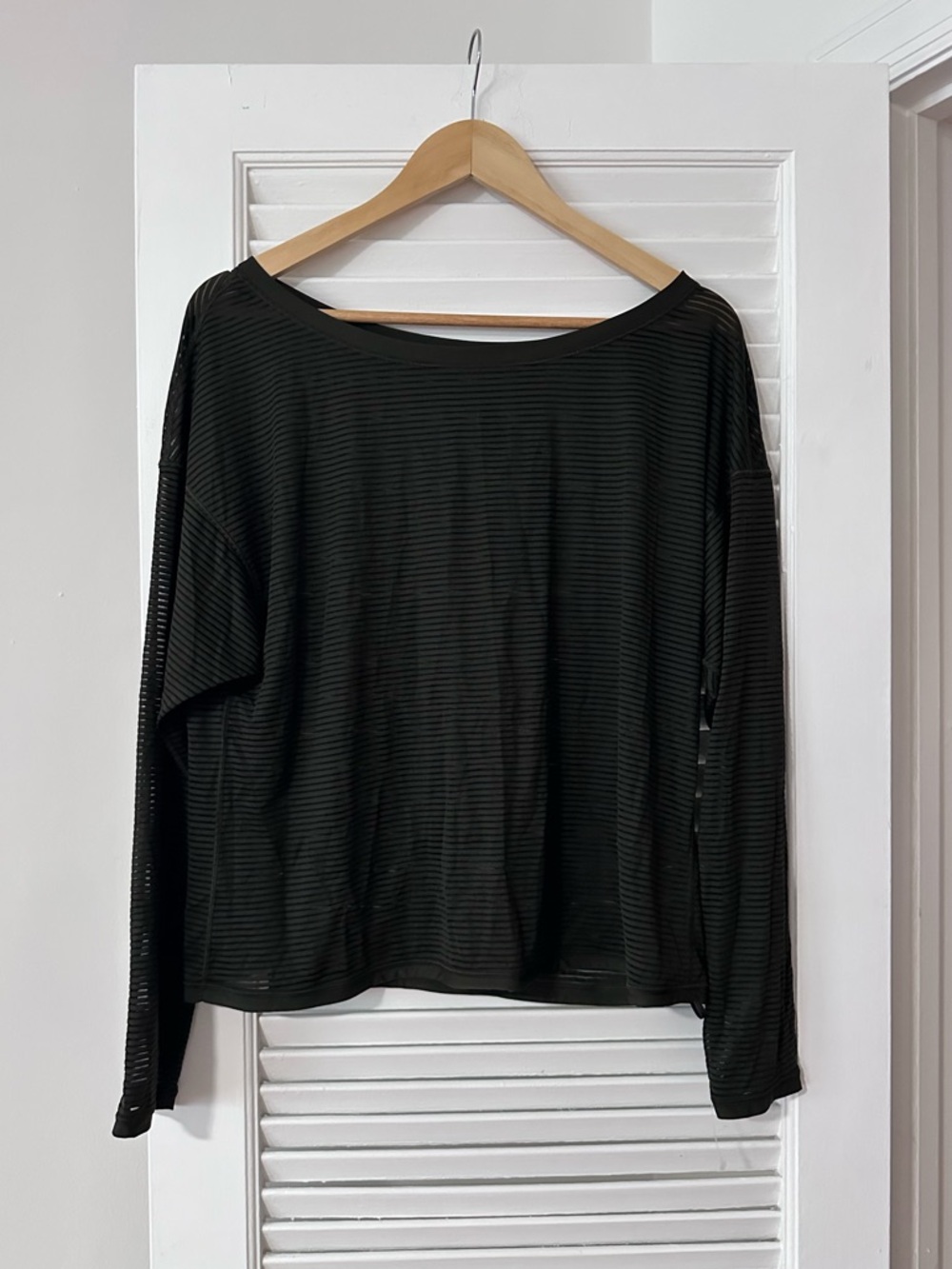 Lululemon Striped Mesh Long Sleeve Top — Olive/Dark Green